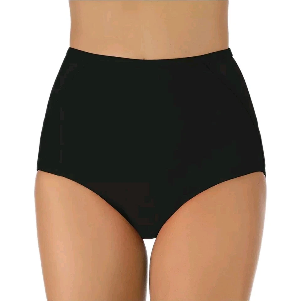 Spanx Full Coverage Swim Bottoms Shorts Briefs Black Large SWIMWEAR 1530