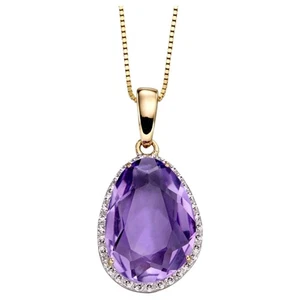 Elements Gold GP2156M Irregular Forma Semi Preciosa Piedra Colgante En 9ct Oro - Picture 1 of 3