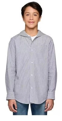 Lucky Brand Boys Hooded Woven Shirt Size Small Grey - Image 1 of 4