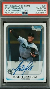 2011 BOWMAN CHROME DRAFT PRSPCT AUTOS #JF JOSE FERNANDEZ PSA 8 AUTO 10 Marlins - Picture 1 of 3