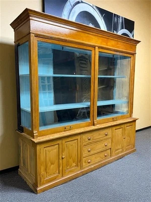 Витрина розничного магазина 8 футов, винтажный аптекарь, задняя панель, витрина, A - Изображение 1 из 4