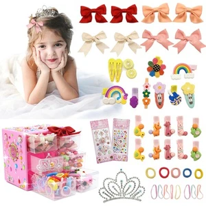 153 Pcs Girls Hair Accessories Set Cute Bows Clips Barrettes Gifts 2-10 Yr - Picture 1 of 6