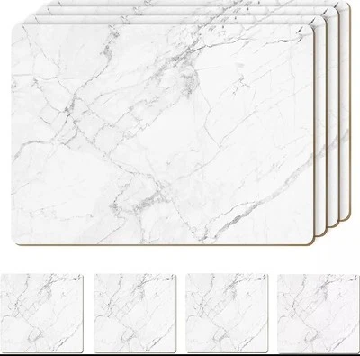 Marble Effect 4 Placemats & 4 Coasters Set – Stylish Dining Table Mat Set of 8  - Image 1 of 4