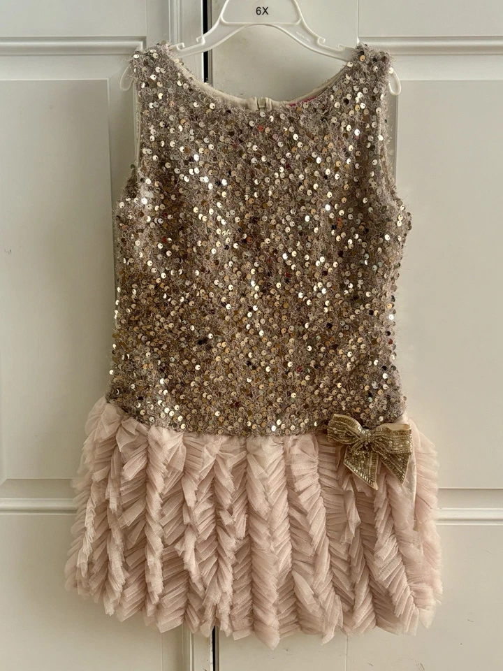 NWT Le Pink Little Mass Holiday Dress Gold Silver Tulle 6x Boutique - Image 1 of 4