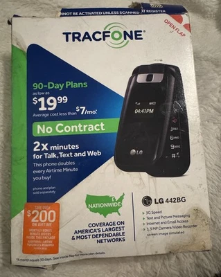 De colección TracFone LG 442BG Antiguo Teléfono Abatible 3G 1.3MP Caja Abierta  Foto 1 de 4