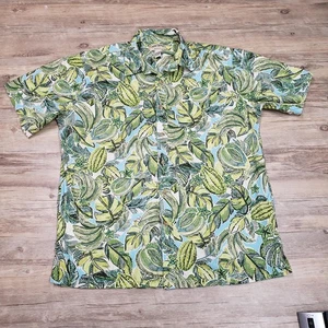Cooke Street Honolulu Shirt Mens Large Green Hawaiian Aloha Short Sleeve Camp - Picture 1 of 8