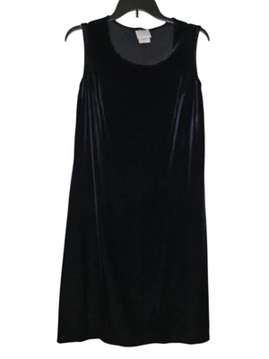 Vestido recto R&M Richards by Karen Kwong negro terciopelo sin mangas talla 12 Foto 1 de 3