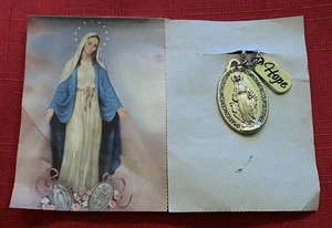 Virgin Mary Miraculous Medal Pendant with Silver Tone Chain Necklace - Picture 1 of 6