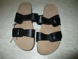 Womens Black Buckle Sandals, New w/o Tags 7/8 - Picture 1 of 2
