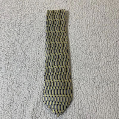 Umo Lorenzo Men's Tie Yellow Blue Grey Italian Design - Image 1 of 4