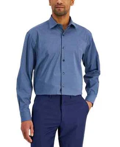 Alfani Men's Regular Fit Traveler Stretch Dress Shirt, Blue, XXL 18/18.5-34/35 - Picture 1 of 3