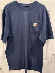 Carhartt Shirt Mens Large Short Sleeve Crew Neck Original Fit Pocket Blue - Picture 1 of 5