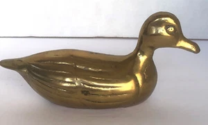 Vintage 7,5" Massiv Messing Ente Figur Briefbeschwerer Schreibtisch Regal Landhaus Dekor - Bild 1 von 4