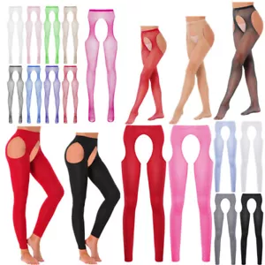 Mujer Fishnet Open Crotch Pantymedias Calcetines Medias transparentes Medias Brilla Lencería brillante - Imagen 1 de 85
