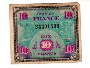 FRANCE Billet 10 FRANCS  SERIE 1944  DRAPEAU  BON ETAT - Afbeelding 1 van 2