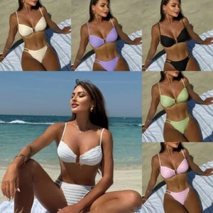 Sexy Women Bikini Push-up Bra Bathing Scrunches Swimwear 2 Pcs Set Lady Swimsuit - Picture 1 of 14