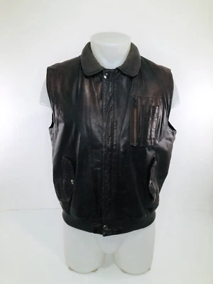 Colete bombardeiro SAKS FIVE AVENUE - COURO Vintage M/G - Zíper completo utilitário voo - Imagem 1 de 4