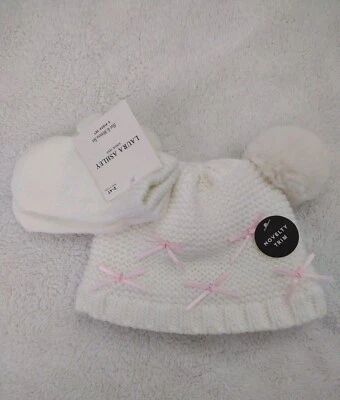 ¡Nuevo con etiquetas! Laura Ashley. Juego de sombreros y mitones. Edades: 2-4T Foto 1 de 4