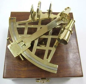 NAUTICAL Marine Navigation 10" MASSIVES MESSING SEXTANT INSTRUMENT mit HOLZBOX NEU - Bild 1 von 1