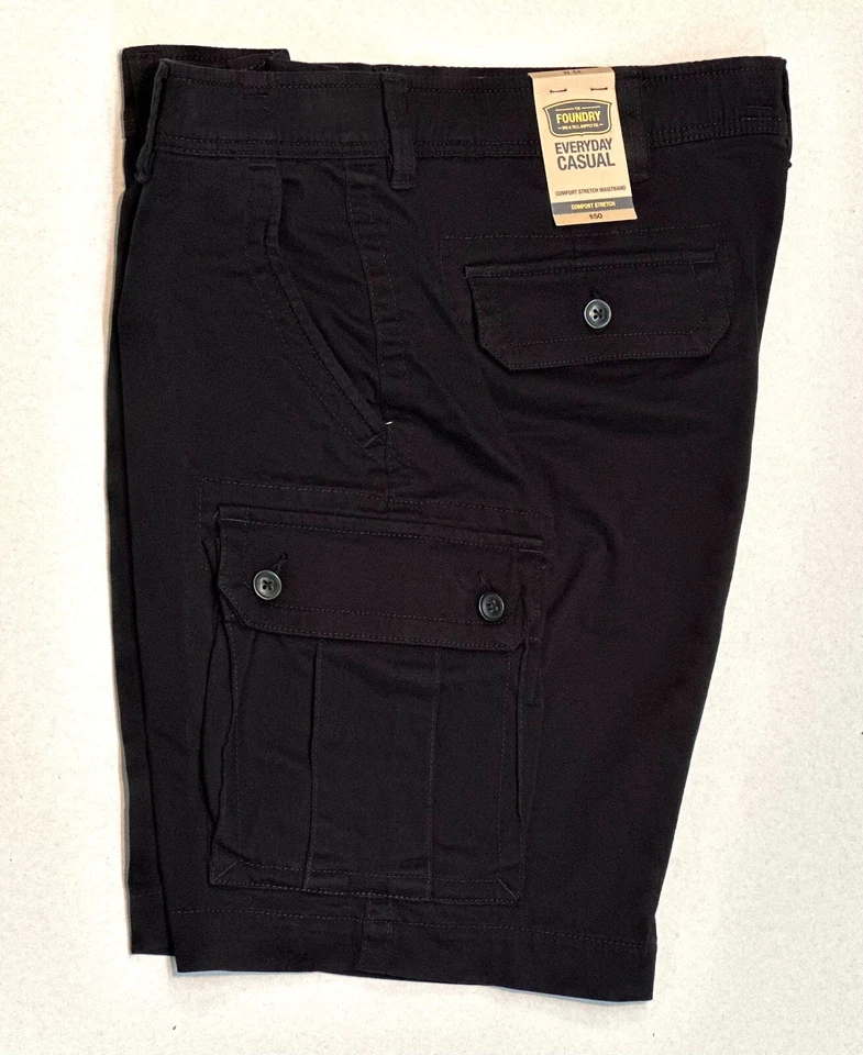 The Foundry Men's Cargo Shorts Comfort Stretch Casual Size 44 Black C1030 - Image 1 of 4