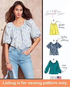 SCHNITTMUSTER Damen Kleidung Kleidung Bauern Top Boho Shirt Tank Übergröße 8256 - Bild 1 von 3