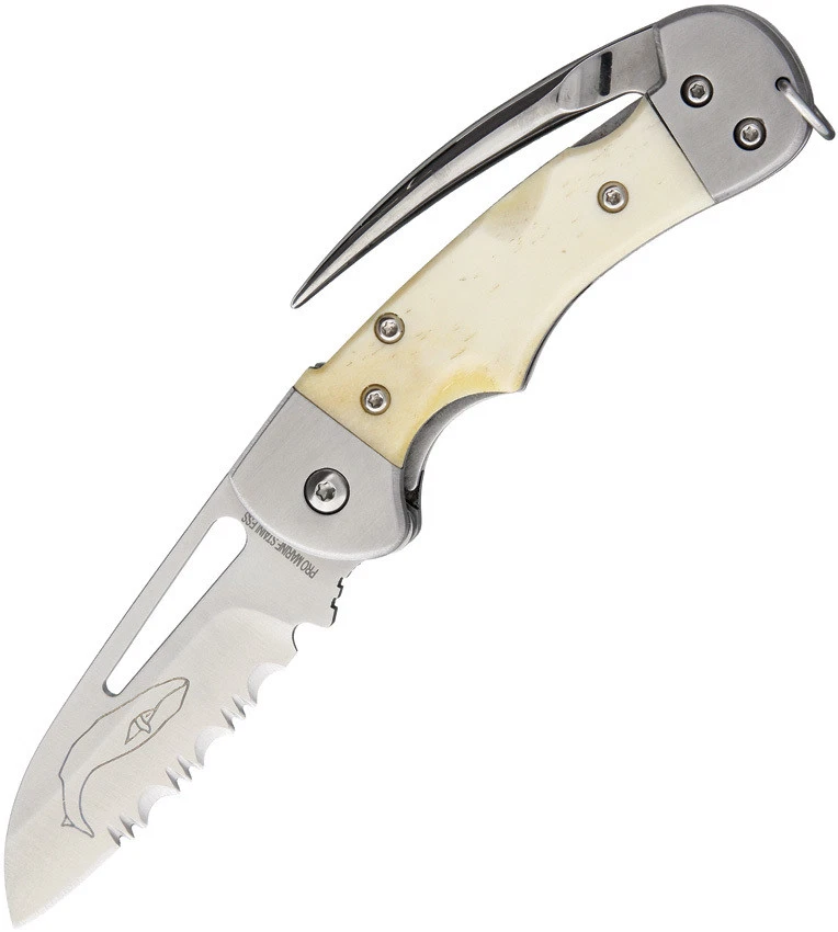 Myerchin Generation 2 Crew 2.5" Folding Linerlock Bone Handles Serrated Knife - Image 1 of 1