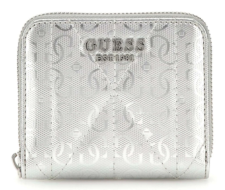 GUESS borsa Aldina SLG Small Zip Around Wallet Silver - Immagine 1 di 3