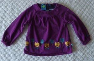 Top camicia bambina Gagou Tagou 12 mesi usato in ottime condizioni autunno inverno fiori viola unico HTF - Foto 1 di 2