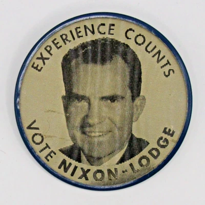 Nixon-Lodge Campaign Button "Experience Counts " Vari-Vue Hologram Type - Image 1 of 2