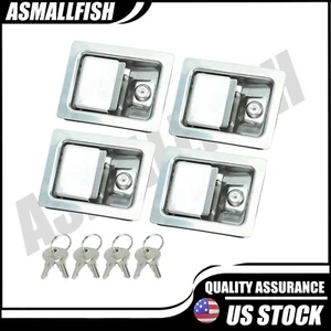 5.5"*4.25" 4-Trailer Paddle Door Latch Handle RV Truck Tool Box Lock Steel+Keys - Picture 1 of 6