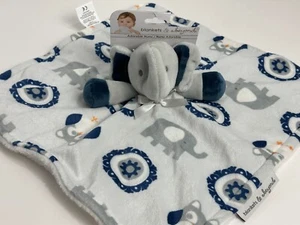 NWT Blankets & Beyond Gray Navy Blue And White Elephant Owl Security Baby Toy - Picture 1 of 6