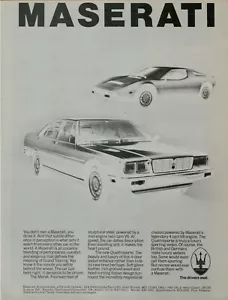 1981 Maserati Merak Quattroporte Grand Touring Italian Luxury VINTAGE PRINT AD - Picture 1 of 2