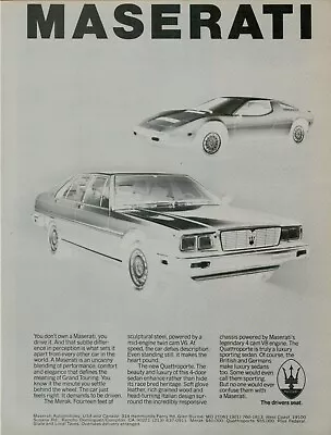 1981 Maserati Merak Quattroporte Grand Touring Italian Luxury VINTAGE PRINT AD - Image 1 of 2