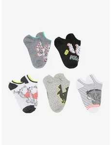 Disney Winnie The Pooh Grey Tone No-Show Socks - 5 Pairs - Picture 1 of 2