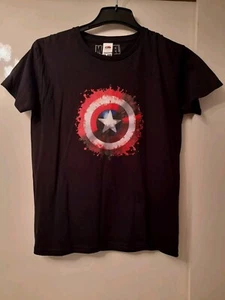 New Fruit Of The Loom Marvel Captain America Black T-Shirt Age 9-11 Years 140cm - Picture 1 of 4