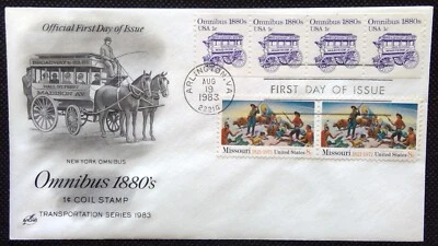 Scott 1897 1426 FDC Omnibus Transportation Series STRIP 4 Art Craft Cachet - Image 1 of 3