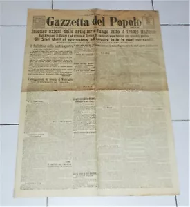GAZZETTA DEL POPOLO 2 MARZO 1917 Prima Guerra Mondiale 2/3/1917 Asiago Gorizia - Picture 1 of 1