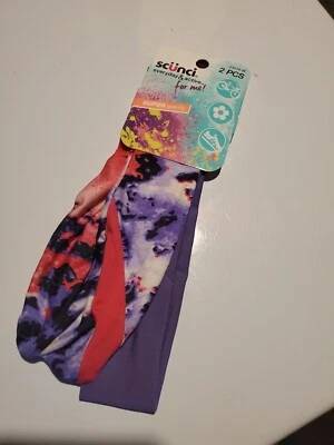 Banda para la cabeza/corbatas para el cabello Scunci 2 piezas, púrpura TOTALMENTE NUEVAS  Foto 1 de 2