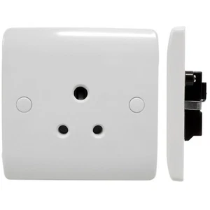 5 Amp 3 Round Pins Wall Socket 1 Gang White 5A Outlet Unswitched - Picture 1 of 6