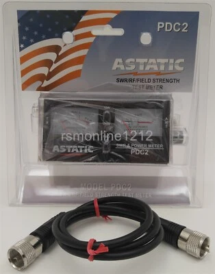 Astatic PDC2 SWR / Power / Field Strength Test Meter w/ 3' RG-58AU Jumper Cable - Image 1 of 4