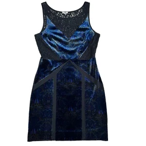 Ecote Mini Abito Donna Taglia M Blu Senza Maniche Velluto Pizzo Capriccioso Coquette - Foto 1 di 14