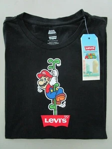 LEVI'S MEN'S SHORT SLEEVE SUPER MARIO BROTHERS GRAPHIC 100% COTTON T-SHIRT BLACK - Picture 1 of 12