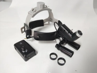 6.0X Binocular Loupe+Dental 5W LED Spot Light Leather Headlight Headband Lamp CE - Imagem 1 de 4