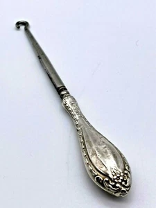 Genuine Antique 1908 Edwardian Sterling Silver Handle Button Hook - Picture 1 of 11