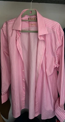 Camisa de vestir Thomas rosa rosa a rayas con puños franceses Foto 1 de 4