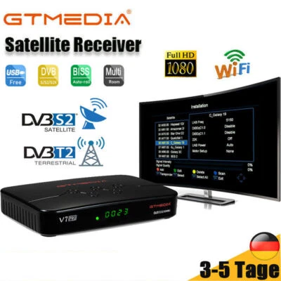 GT MEDIA DVB-S2/S2X/T2 Combo Twin Tuner Receptor Satelital FULL HD PVR Reproductor Media con USB WLAN