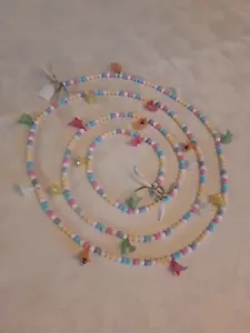 GARLAND SPRING/EASTER BEADED/MULTI/ FLOWER CHARMS WALL/TREE/TABLE/WREATH UNIQUE - Picture 1 of 4