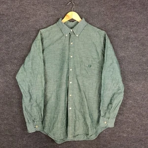 Chaps Ralph Lauren Mens Shirt XL Green Chambray Long Sleeve Button Down Pocket - Picture 1 of 15