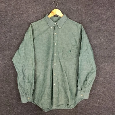 Chaps Ralph Lauren Mens Shirt XL Green Chambray Long Sleeve Button Down Pocket - Image 1 of 4