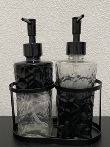 Seife & Lotion Glas Ombré schwarz Spender Pumpe mit Metallbehälter - Bild 1 von 3